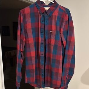 Men's Red and Blue Checkered Shirt
